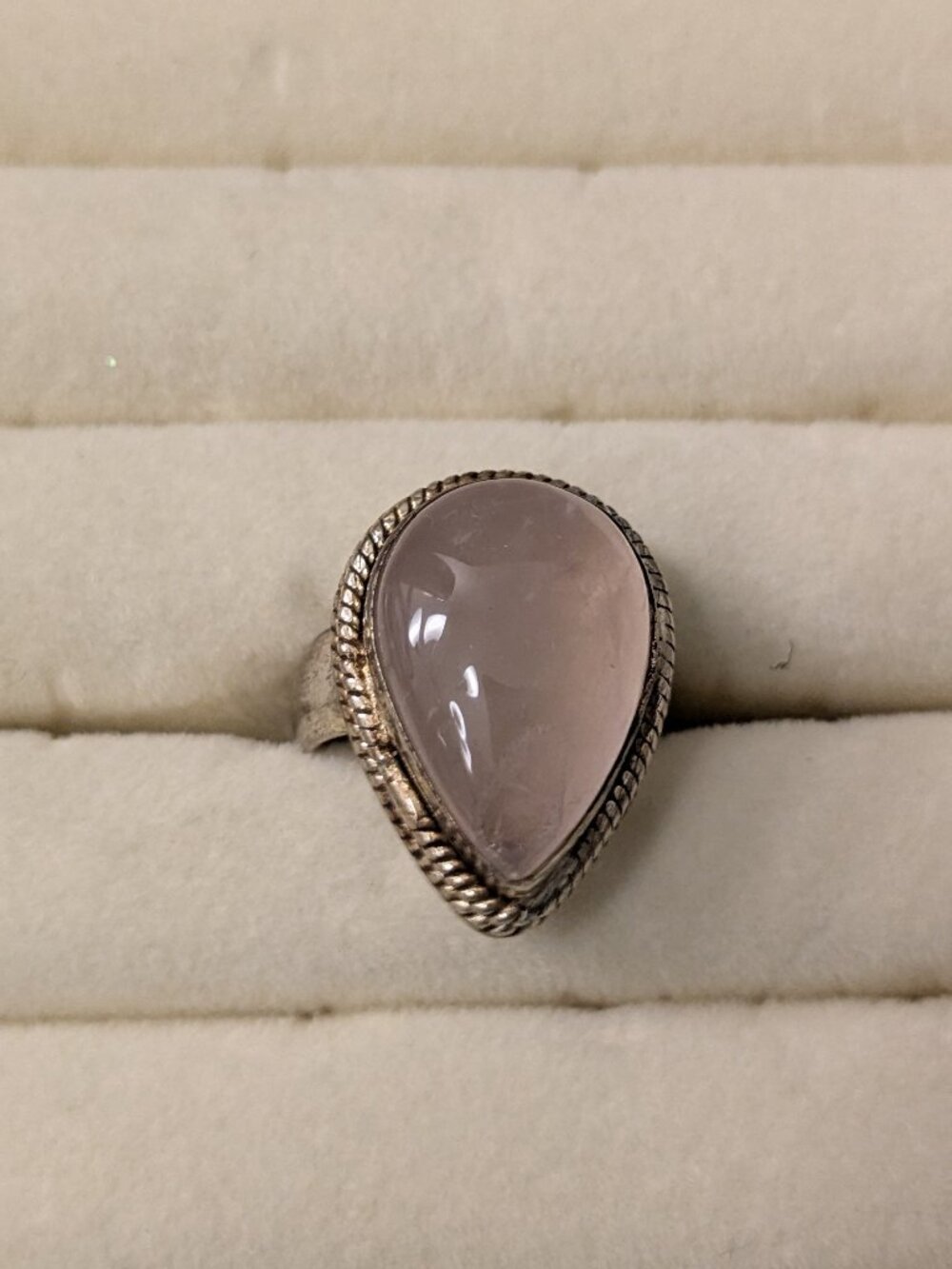 Size 7.5 Ring  925 Silver  1" Pink Stone